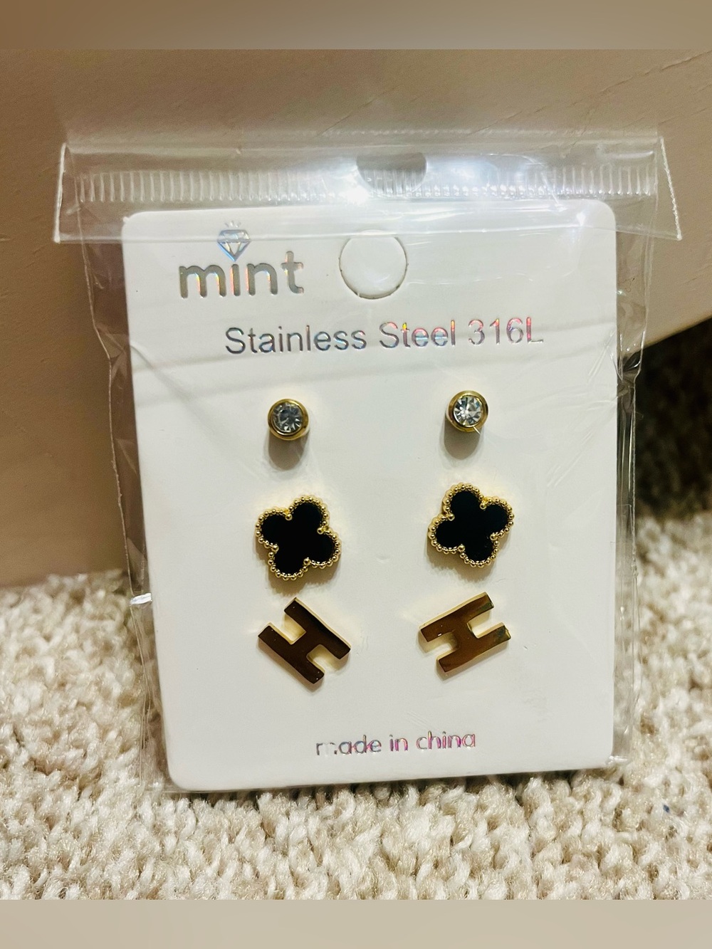 Mint Stainless Steel Earring Set - 3 Pairs